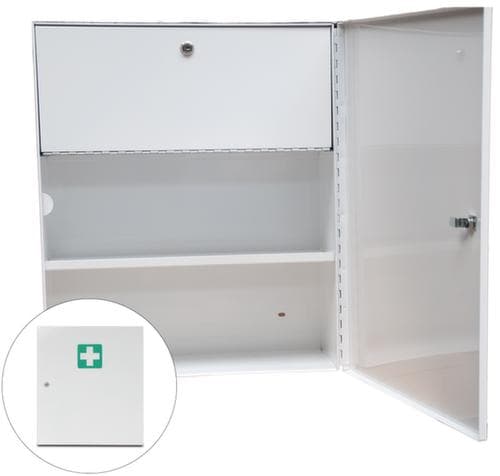 actiomedic Armoire de premiers secours en acier, vide / pour calage selon DIN 13169