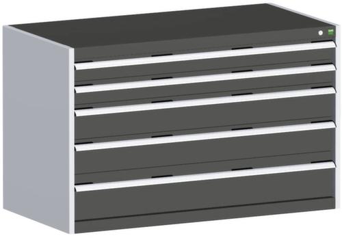 bott Armoire à tiroirs cubio surface de base 1300x650 mm, 5 tiroir(s), RAL7035 gris clair/RAL7016 gris anthracite