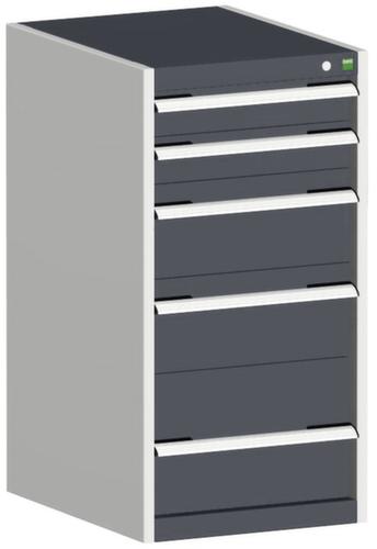 bott Armoire à tiroirs cubio surface de base 525x525 mm, 5 tiroir(s), RAL7035 gris clair/RAL7016 gris anthracite