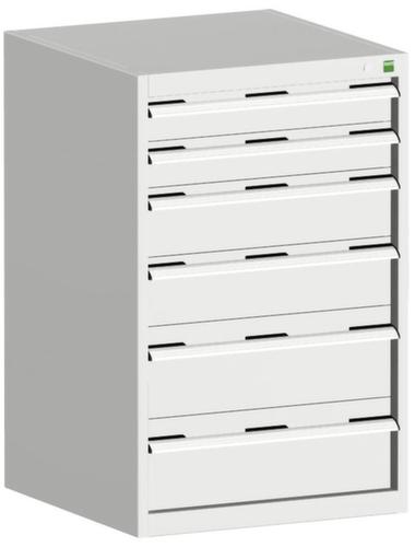 bott Armoire à tiroirs cubio surface de base 650x650 mm, 6 tiroir(s), RAL7035 gris clair/RAL7035 gris clair