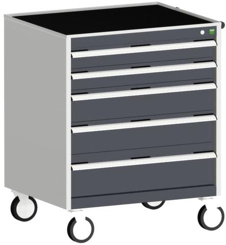 bott Armoire à tiroirs mobile cubio, 5 tiroir(s), RAL7035 gris clair/RAL7016 gris anthracite