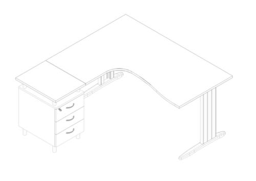 Quadrifoglio Ensemble de bureaux Practika avec 1 bureau, 1 caisson à poser