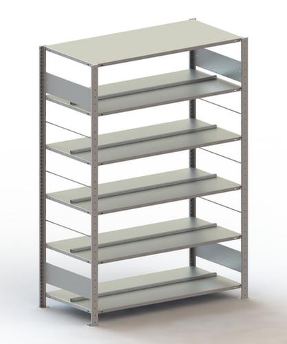 META Etagère à dossiers sans vis pour une utilisation des deux côtés, 6 tablettes, RAL7035 gris clair