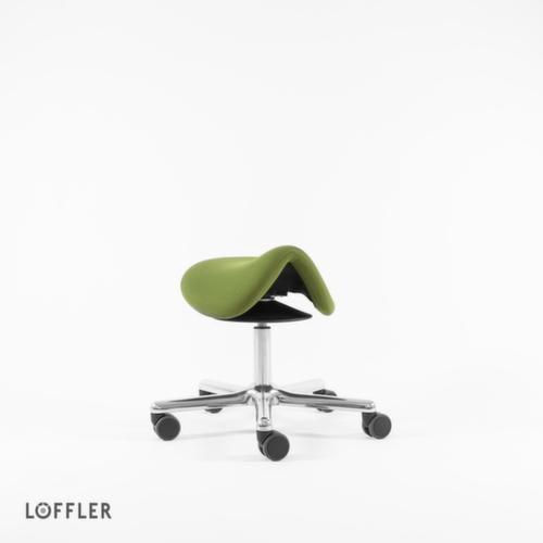 Löffler Tabouret selle de cheval Sedlo avec réglage en hauteur, assise vert, roulettes