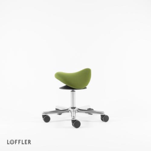 Löffler Tabouret selle de cheval Sedlo avec réglage en hauteur, assise vert, roulettes