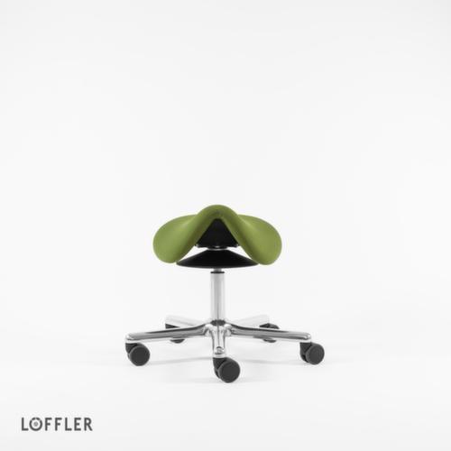 Löffler Tabouret selle de cheval Sedlo avec réglage en hauteur, assise vert, roulettes