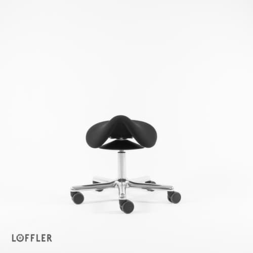 Löffler Tabouret selle de cheval Sedlo avec réglage en hauteur, assise noir, roulettes