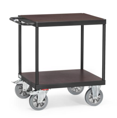 fetra Chariot de table GREY EDITION avec étagères antidérapantes 700x700 mm, force 1200 kg, 2 plateaux