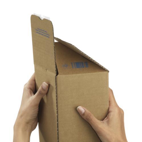 Caisse carton pliante longue QUATTROPACK avec fermeture autocollante, 1 onde, 860 x 105 x 105 mm