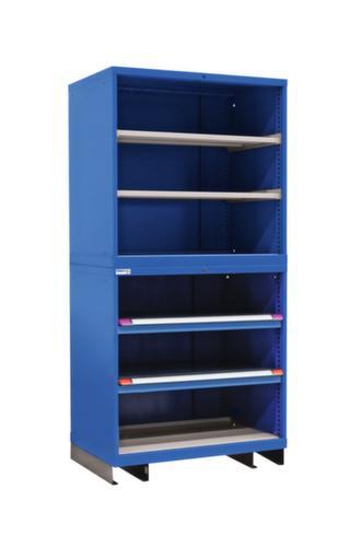 Thurmetall Etagère système Modul 4 avec 2 étagères coulissantes, 4 tablettes, bleu pigeon/gris pigeon