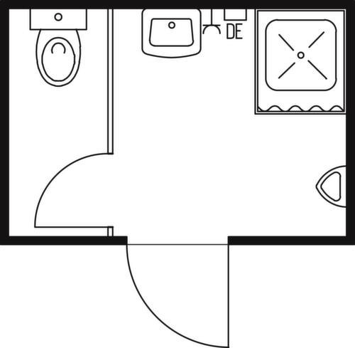 Säbu Récipient de douche/toilette FLADAFI®, hauteur x largeur x profondeur 2500 x 3020 x 2170 mm