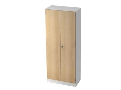 Armoire à portes battantes Sina, 5 hauteurs des classeurs, blanc/chêne