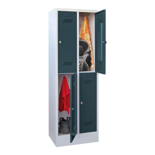 PAVOY Armoire vestiaire à deux niveaux Basis avec 2x2 compartiments, largeur de compartiment 300 mm