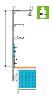 Montant pour rehausses d'établi, hauteur 1100 mm