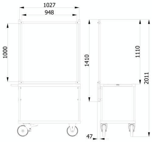 fetra Paroi de protection hygiénique pour servante d'atelier, hauteur x largeur 1410 x 1060 mm