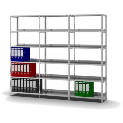 hofe Rayonnage à boulonner pour classeurs élément suivant, 6 tablettes, avec revêtement en zinc anti-corrosion