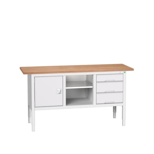 bott bloc établi à hauteur réglable verso, 3 tiroirs, 1 armoire, 1 tablette, RAL7035 gris clair/RAL7035 gris clair