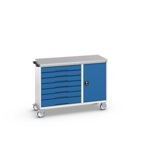 bott poste de travail mobile verso, 7 tiroirs, 1 armoire, RAL7035 gris clair/RAL5010 bleu gentiane