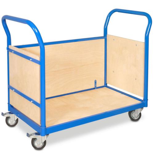 Chariot à trois ridelles, force 250 kg, plateau longueur x largeur 945 x 445 mm