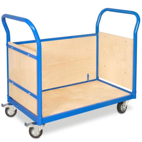 Chariot à trois ridelles, force 250 kg, plateau longueur x largeur 945 x 445 mm