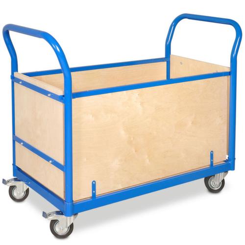 Chariot quatre ridelles, force 250 kg, plateau longueur x largeur 945 x 445 mm