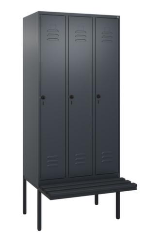 C+P Armoire vestiaire Classic Plus avec banc, largeur de compartiment 300 mm