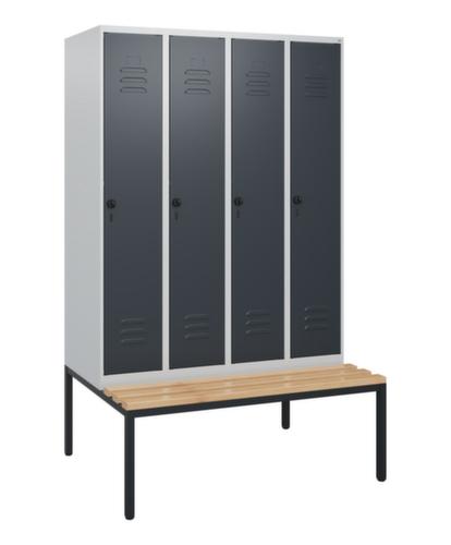 C+P Armoire vestiaire Classic Plus avec banc, largeur de compartiment 300 mm