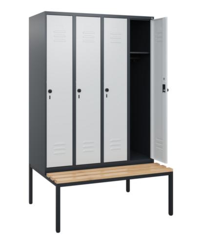 C+P Armoire vestiaire Classic Plus avec banc, largeur de compartiment 300 mm