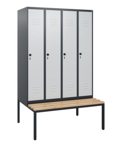 C+P Armoire vestiaire Classic Plus avec banc, largeur de compartiment 300 mm