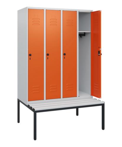 C+P Armoire vestiaire Classic Plus avec banc, largeur de compartiment 300 mm