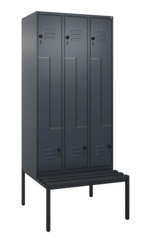 C+P Armoire vestiaire Z Classic Plus avec banc intégré, largeur de compartiment 300 mm