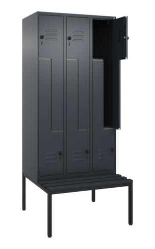 C+P Armoire vestiaire Z Classic Plus avec banc intégré, largeur de compartiment 300 mm