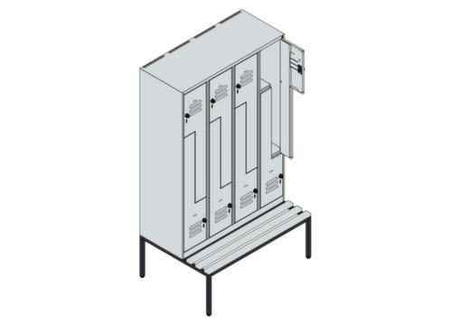 C+P Armoire vestiaire Z Classic Plus avec banc intégré, largeur de compartiment 300 mm