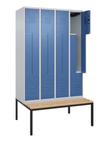 C+P Armoire vestiaire Z Classic Plus avec banc intégré, largeur de compartiment 300 mm