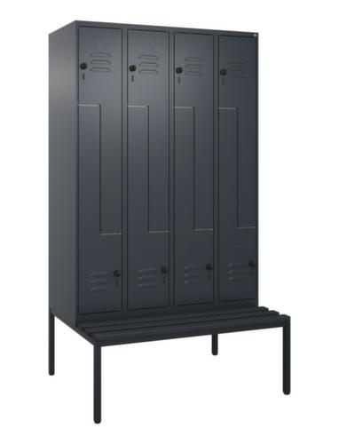 C+P Armoire vestiaire Z Classic Plus avec banc intégré, largeur de compartiment 300 mm