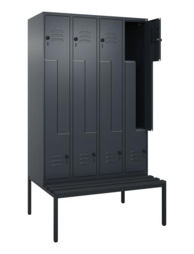 C+P Armoire vestiaire Z Classic Plus avec banc intégré, largeur de compartiment 300 mm