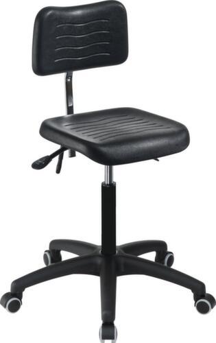 meychair Siège d'atelier pivotant Workster Light W5 avec assise inclinable, assise mousse PU noir, avec 5 roulettes pivotantes