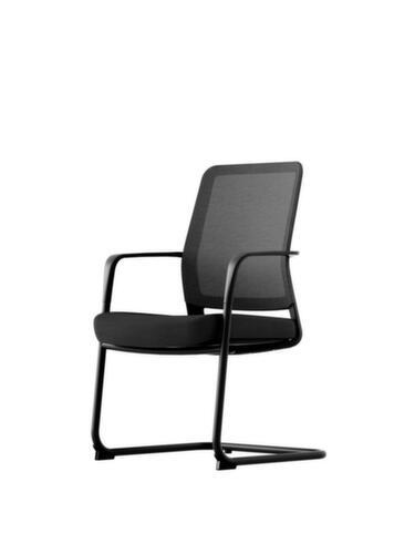 UDOBÄR Chaise cantilever avec dossier en filet, assise tissu, noir