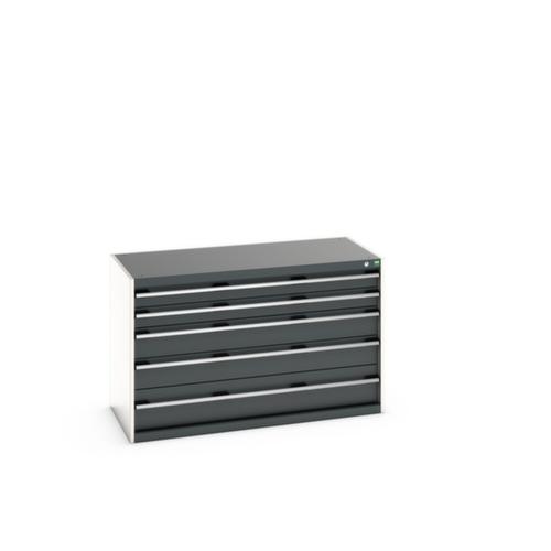 bott Armoire à tiroirs cubio surface de base 1300x650 mm, 5 tiroir(s), RAL7035 gris clair/RAL7016 gris anthracite