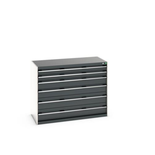 bott Armoire à tiroirs cubio surface de base 1300x650 mm, 6 tiroir(s), RAL7035 gris clair/RAL7016 gris anthracite