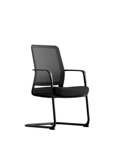 UDOBÄR Chaise cantilever avec dossier en filet, assise tissu, noir