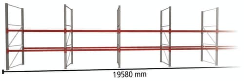 META Rayonnage à palettes MULTIPAL Hxl 3300x19580 mm avec 3 niveaux de stockage pour 63 palettes au total