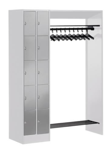 C+P Schließfach-Garderobe Classic mit 10 Fächern + Hutablage + Schuhrost, Breite 1410 mm