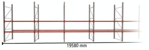 META Palettenregal MULTIPAL HxB 3800x19580 mm mit 3 Lagerebenen für insgesamt 63 Paletten