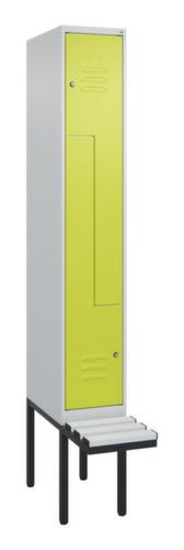 C+P Armoire vestiaire Z Classic Plus avec banc intégré, largeur de compartiment 300 mm