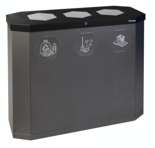 stumpf Station de collecte de matières recyclables mobile S Sixco 3 »swing«, 3 x 45 l