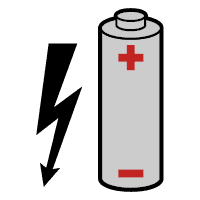 Icon elektrische Überlastung als mögliche Gefahrenquelle bei Lithium-Ionen-Akkus