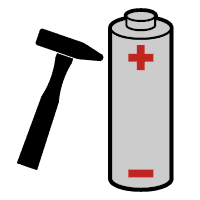 Icon mechanische Beschädigung als Risiko für Lithium-Ionen-Batterien
