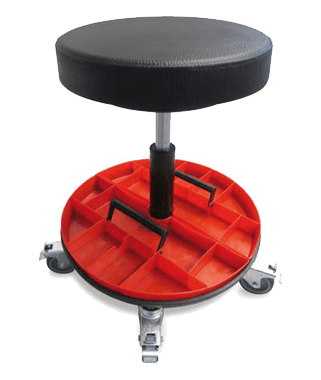 Werkstatthocker mit Werkzeugablage für ergonomisches Arbeiten