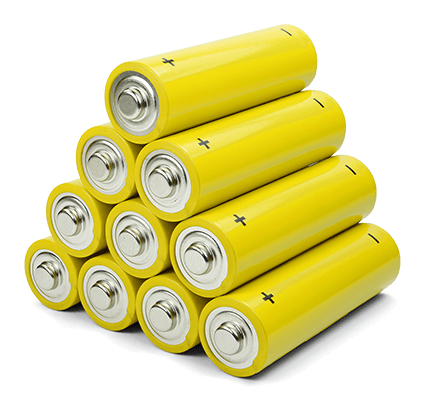 Mehrere gelbe Batterien als Beispiel für Altbatterien zur umweltgerechten Entsorgung